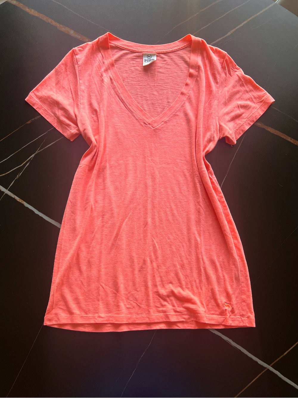 PINK Victoria's Secret Coral V-Neck Short Sleeve Tee